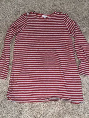 J. Jill Red and White Striped Long Sleeve Tunic (Fits like a S/M)